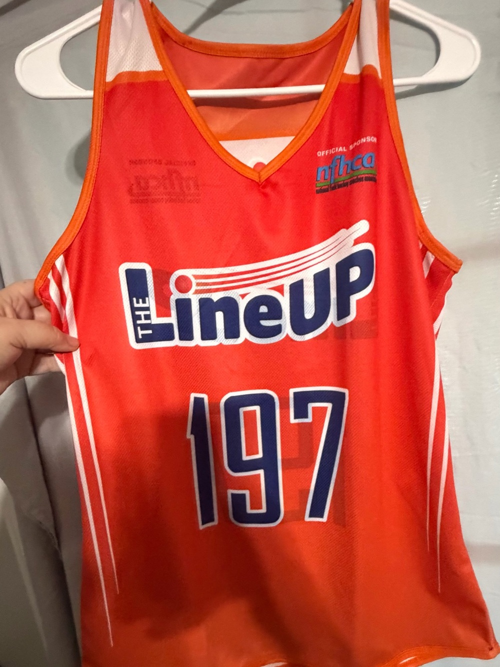 Men's Reversible Orange Colorblock Basketball Jersey with 197 Graphic